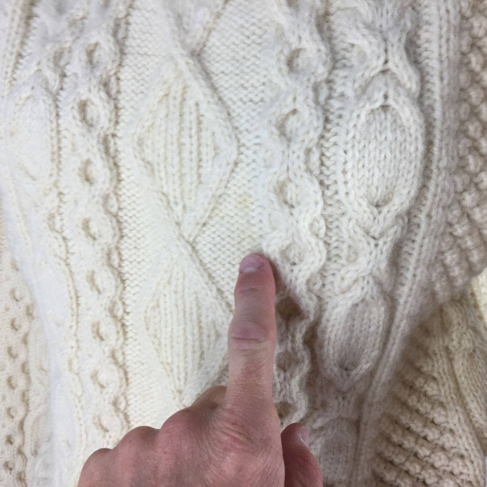 Vintage Cream ivory Cable Knit Wool XS S Boho - Picture 3 of 3